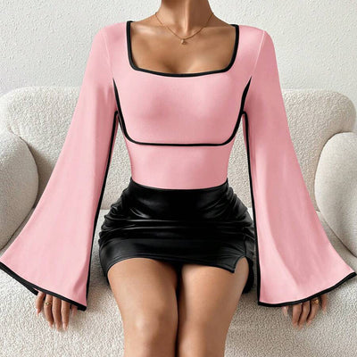 Blusa Mujer Cuello Mao con Mangas Acampanadas - Image 4