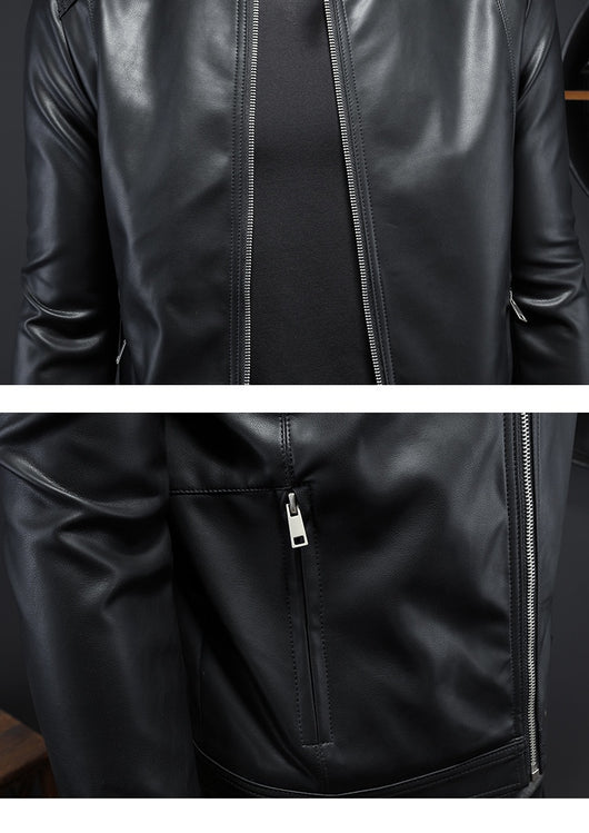 Chaqueta de Cuero Motociclista Slim Fit para Otoño Invierno - Image 13