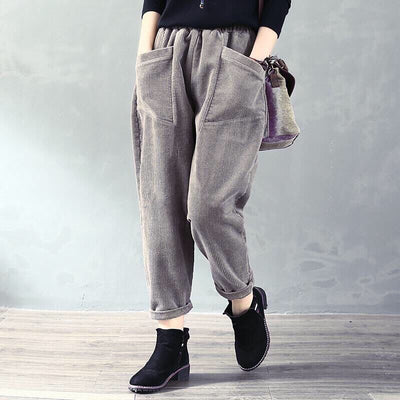 Pantalón Recto de Pana Cintura Alta para Mujer - Corte Holgado y Cómodo - Image 14