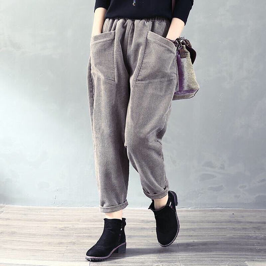 Pantalón Recto de Pana Cintura Alta para Mujer - Corte Holgado y Cómodo - Image 14
