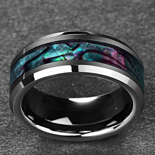 Anillo de Tungsteno Dorado con Baño Negro - Image 4