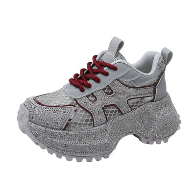 Zapatillas Deportivas Plataforma Gruesa para Mujer con Brillo y Cristales - Amarillo Claro - Image 29