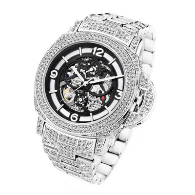 Reloj Mecánico Hombre Diamante Completo Fondo Hueco Luminoso - Image 4