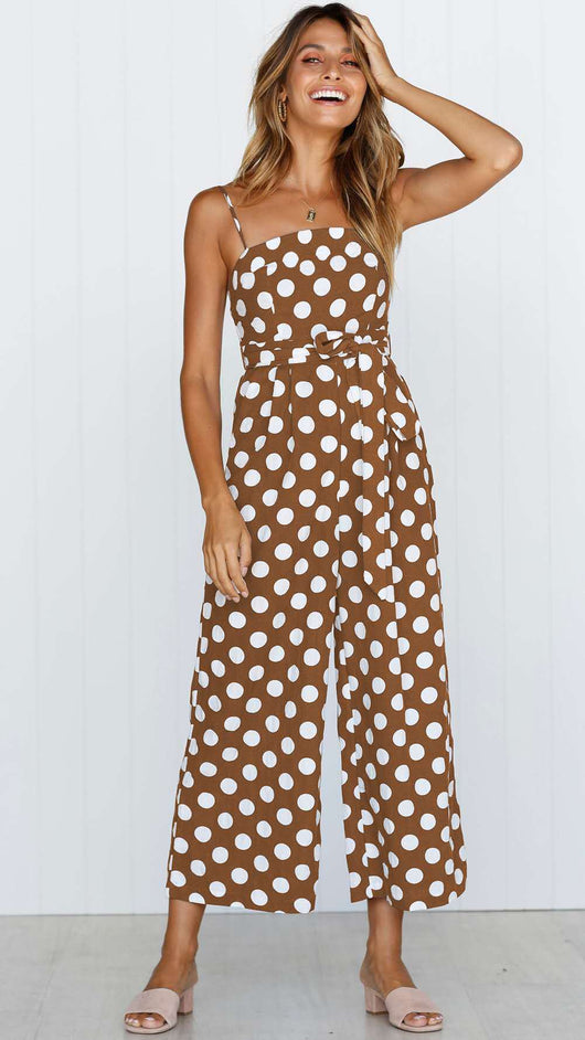 Jumpsuit Largo sin Mangas con Escote Halter y Lunares - Image 25