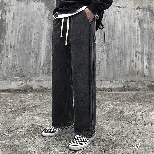 Pantalones Rectos Vintage de Pierna Ancha
