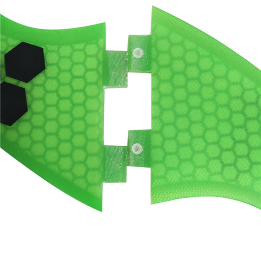 Aleta de Tabla de Surf Fibra de Vidrio Honeycomb Verde Naranja - Thruster FCS Future G5 - Image 3