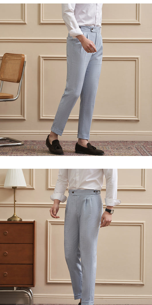 Pantalones Casuales Drapeados Slim-Fit para Hombre - Traje de Negocios - Image 16