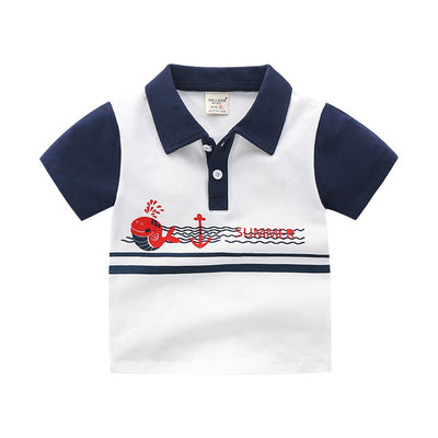 Camisa Infantil de Manga Corta con Detalles de Costura a Contraste - Image 8