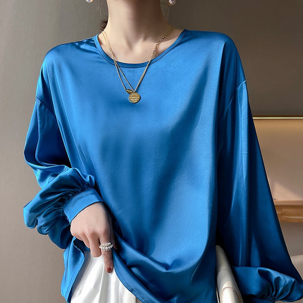 Camiseta Cuello Redondo Escote Elegante Minimalista