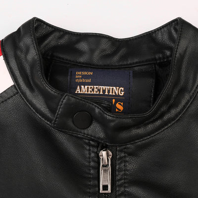 Chaqueta de Cuero para Motocicleta con Cuello Alzado - Image 3