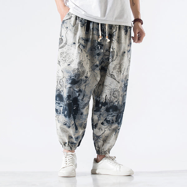 Pantalones Casuales Holgados Talla Grande Algodón Lino Estilo Chino