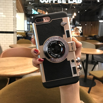 Funda iPhone Estilo Cámara Retro 3D Compatible con Apple
