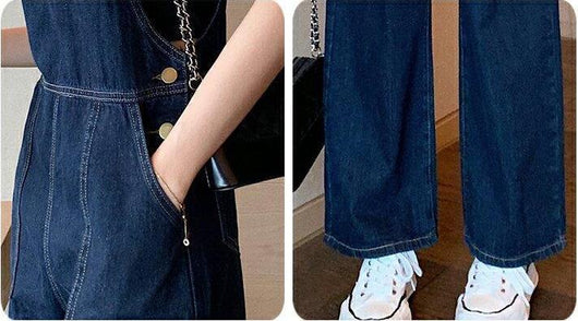 Overol Denim de Cintura Alta Minimalista para Mujer - Image 4