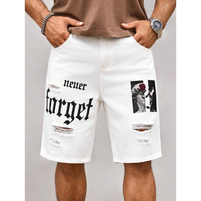 Shorts Estilo Vaquero con Estampado de Letras para Hombre - Image 10