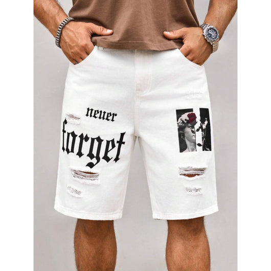 Shorts Estilo Vaquero con Estampado de Letras para Hombre - Image 10