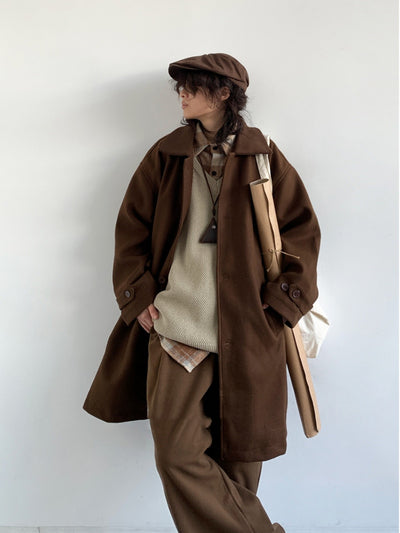 Abrigo de Lana Retro Marrón Estilo Japonés - Image 5