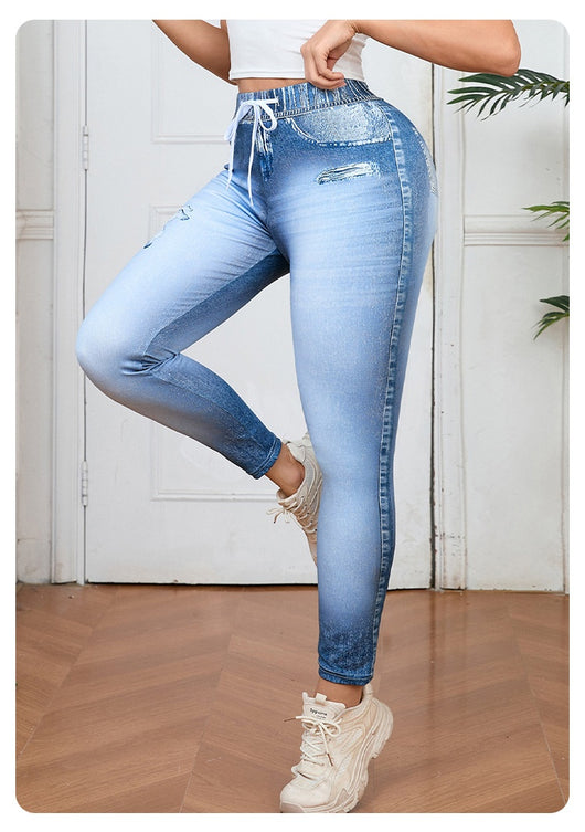 Pantalones Estampados de Cintura Alta con Cordón Europeos y Americanos - Image 17
