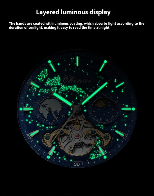 Reloj Mecánico Tourbillon Hueco Fase Lunar Xinghe con Esfera Luminosa - Image 25