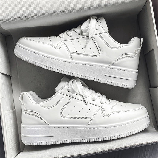 Zapatillas Plataforma Blancas de Cuero Respirable - Tendencia Teen Todo Combinable - Image 3