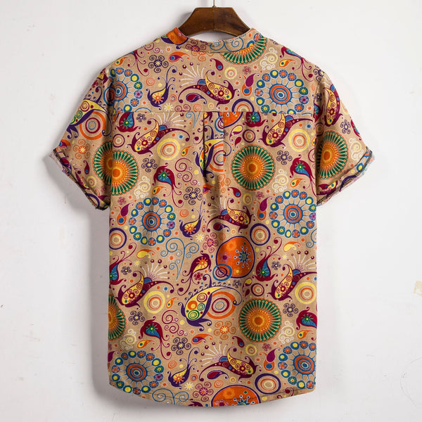 Camisa Slim Fit Estampada con Solapa de Manga Corta