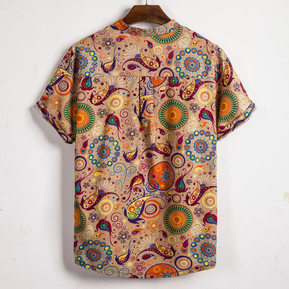 Camisa Slim Fit Estampada con Solapa de Manga Corta