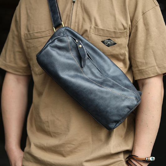 Bolsa de Cuero Genuino para Motociclista - Riñonera Cruzada Harajuku