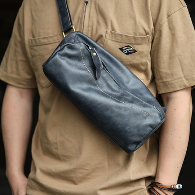 Bolsa de Cuero Genuino para Motociclista - Riñonera Cruzada Harajuku