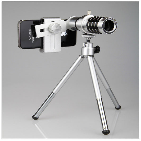 Lente Telefoto 12X para Móvil con Trípode Portátil Universal