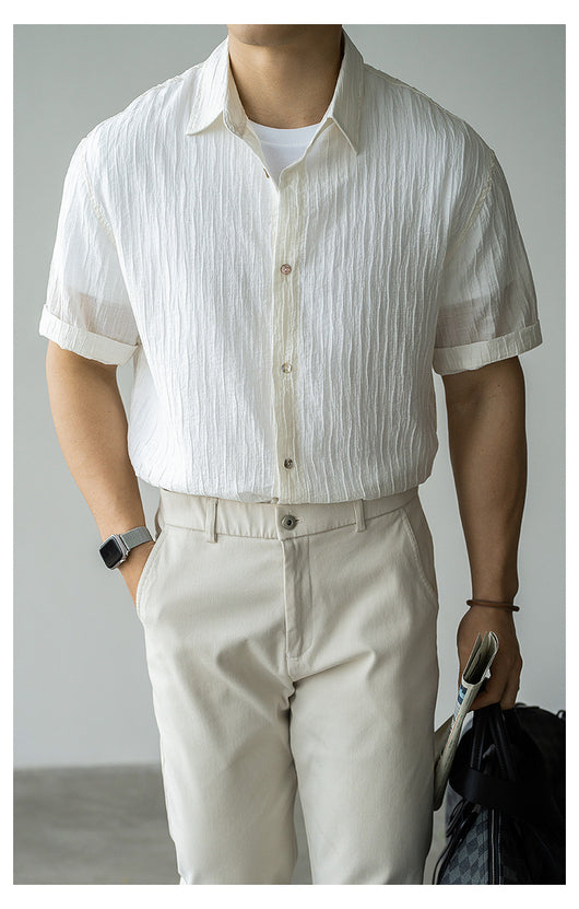 Camisa de Negocios Manga Corta para Hombre con Cuello Clásico - Image 23