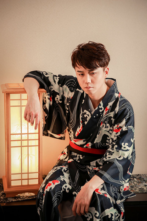 Kimono Formal Samurái Tradicional - Diseño Koi Majestuoso para Hombre - Image 12