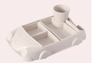 Plato Infantil de Fibra de Bambú con Diseño de Carrito - Image 5