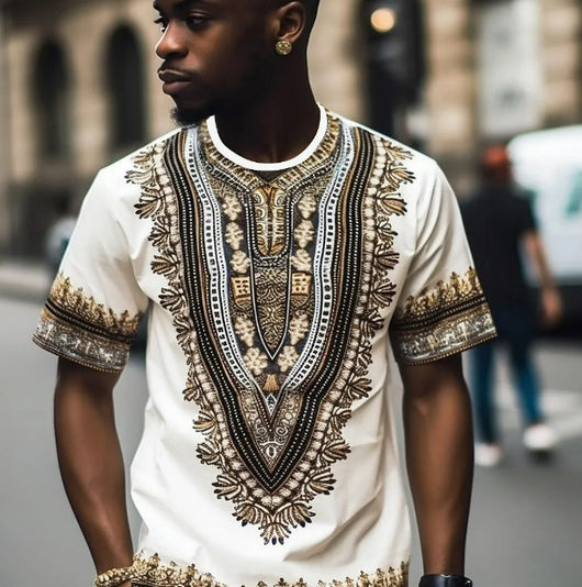 Camiseta Estilo Étnico con Impresión 3D Digital para Hombre - Image 5