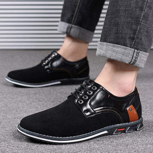Zapatos Casuales de Cuero para Hombre con Punta Redonda y Cordones