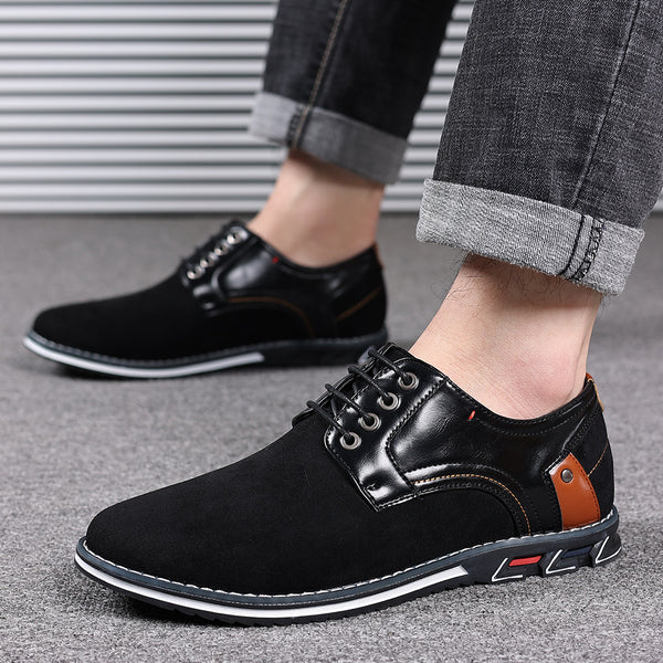 Zapatos Casuales de Cuero para Hombre con Punta Redonda y Cordones