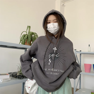 Sudadera Estampada con Capucha y Abrigo Retro de Terciopelo - Image 17