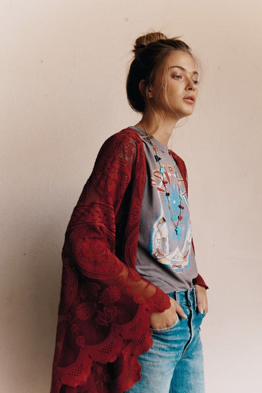 Cardigan Bohemio Largo de Encaje para Mujer - Talla Grande - Image 4