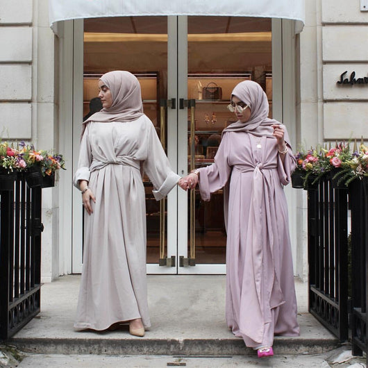 Bata de Dos Piezas Estilo Dubái con Corbata Integrada