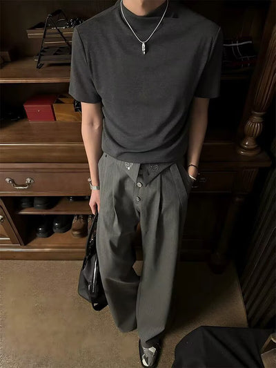Pantalones Kendo Hombre con Pliegues Drapeados y Rayas Acumuladas - Image 10