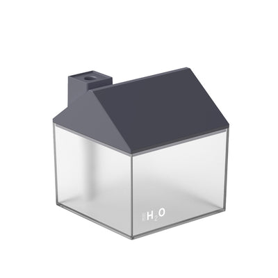 Two house-shaped USB humidifiers, one dark gray and one pink, with clear bases showing H₂O text. - Image 13