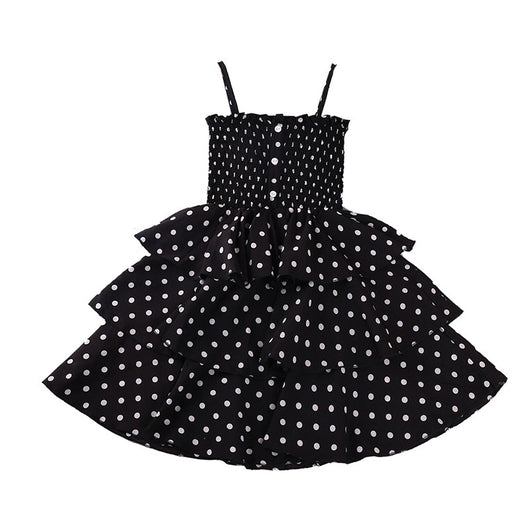 Vestido Infantil Estilo Vaquero con Lunares para Niñas - Image 3