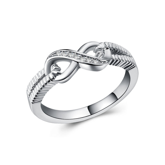Anillo de Boda para Mujer Chapado en Oro Blanco con Circonita