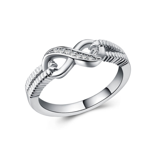 Anillo de Boda para Mujer Chapado en Oro Blanco con Circonita