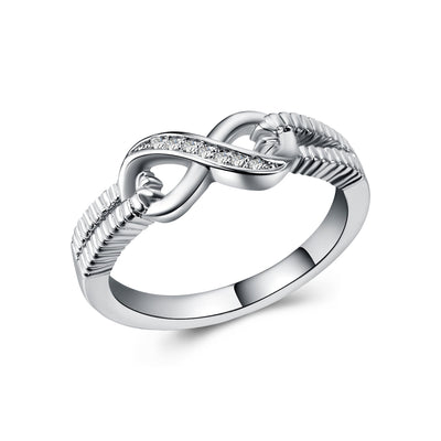 Anillo de Boda para Mujer Chapado en Oro Blanco con Circonita