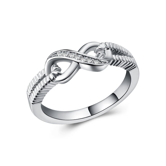 Anillo de Boda para Mujer Chapado en Oro Blanco con Circonita