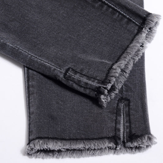 Pantalones Vaqueros Talle Alto con Borde Deshilachado y Abertura Frontal - Image 2
