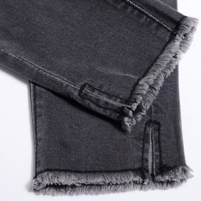 Pantalones Vaqueros Talle Alto con Borde Deshilachado y Abertura Frontal - Image 2