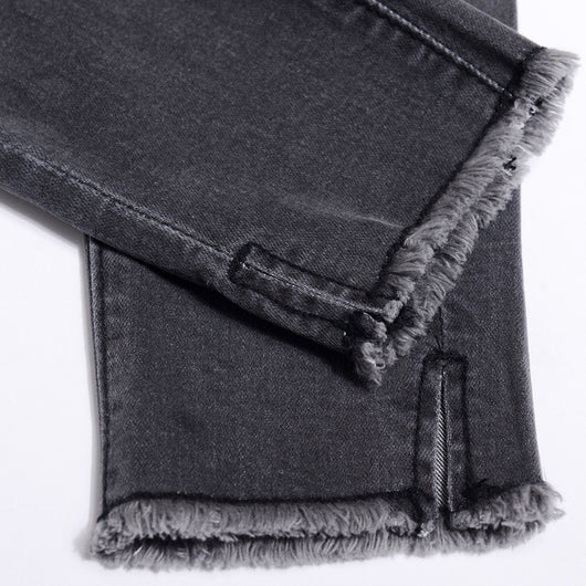 Pantalones Vaqueros Talle Alto con Borde Deshilachado y Abertura Frontal - Image 2