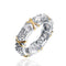Anillo de Circonita Bicolor con Diseño Cruzado - Joya de Compromiso Premium