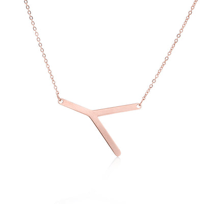 Collar Inicial Acero Inoxidable Chapado en Oro Rosa - Image 167