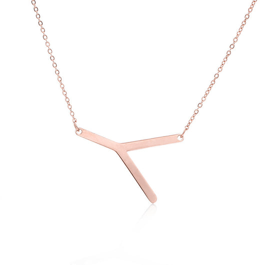 Collar Inicial Acero Inoxidable Chapado en Oro Rosa - Image 53